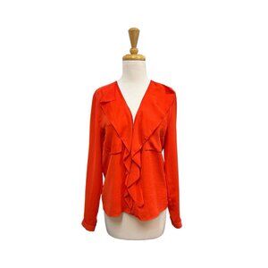By Malene Birger Red Orange Engracia Ruffle Front Top Size 34 US XS Blouse